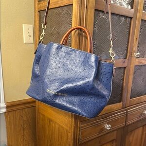 Dooney & Bourke Royal blue ostrich large beautiful bag. Like new. Large Barlow.